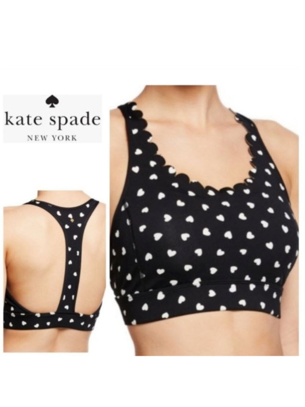 Kate Spade Heartbeat Scalloped Sport Bra Small NWT